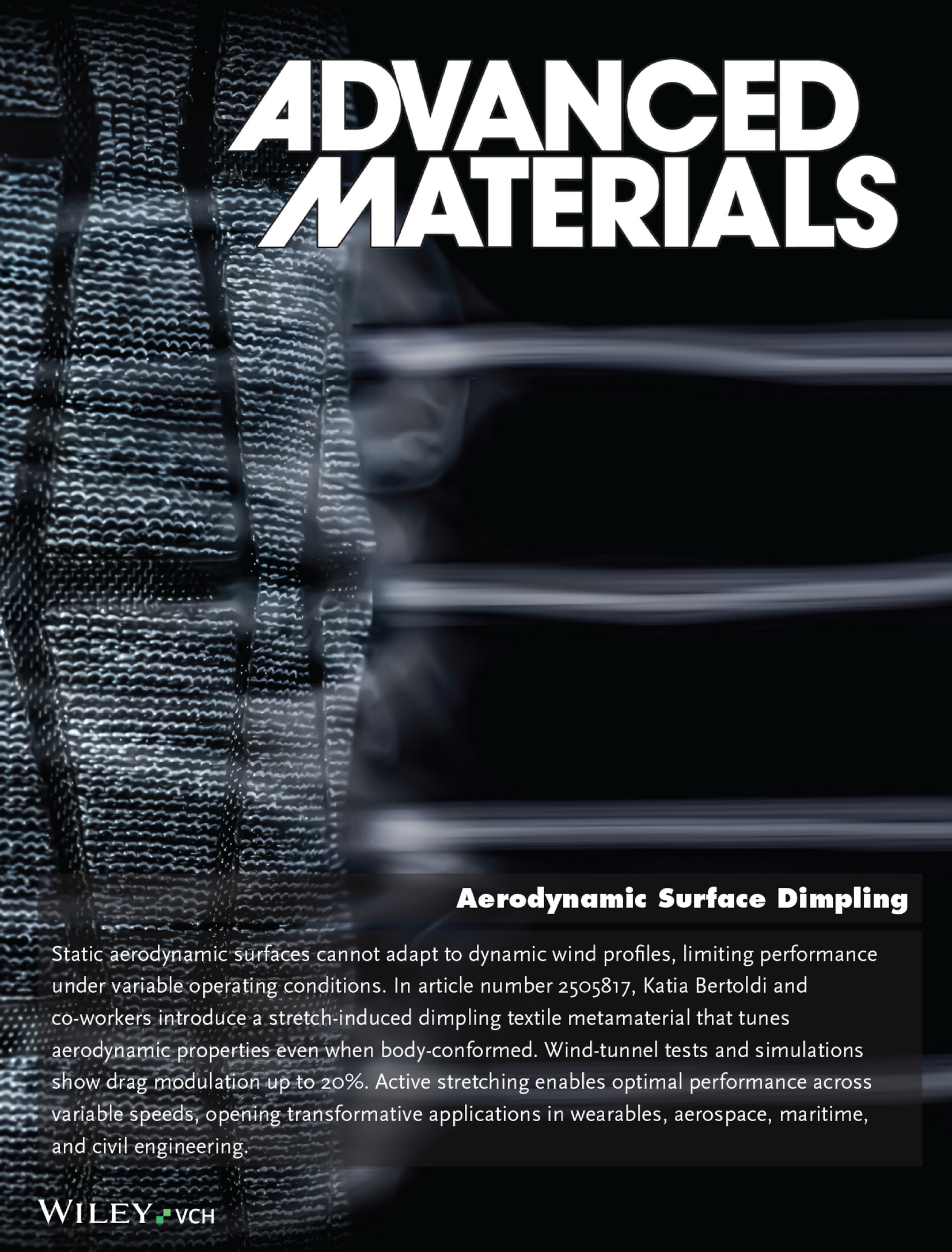 Cover image for the paper: Programmable Surface Dimpling of Textile Metamaterials for Aerodynamic Control
